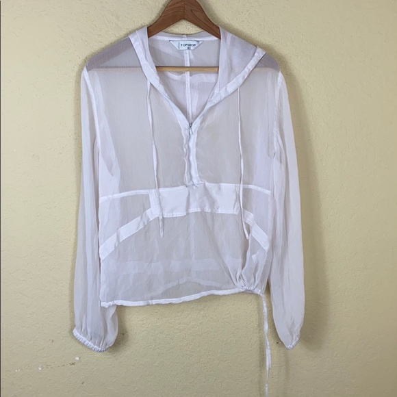 Topshop Tops - Topshop sheer white hooded popover coverup 12